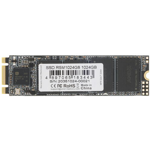 Твердотельный накопитель 1024GB SSD AMD RADEON R5 M.2 2280 SATA3 R530Mb/s, W500MB/s R5M1024G8