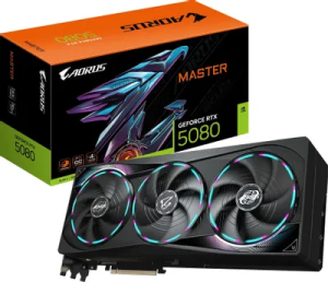 Видеокарта Gigabyte GV-N5080AORUS M-16GD 1.0, RTX 5080 AORUS MASTER, 16G GDDR7, 256bit, HDMI, DP, BOX