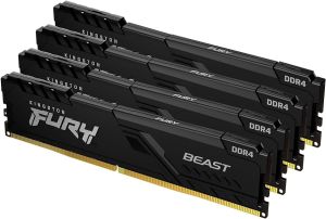 Оперативная память 64GB Kit (4x16Gb) DDR4 3200MHz Kingston FURY Beast Black CL16 KF432C16BB1K4/64